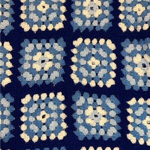Crochet Blue and White Granny Square Blanket Afghan Queen Size